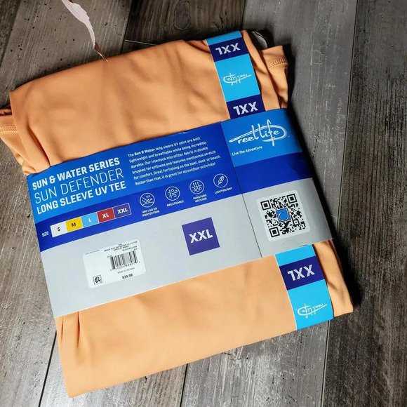 NWT Reel Life Men's Size XXL Sun Defender Long Sleeve UV Tee Apricot Wash - Picture 12 of 14